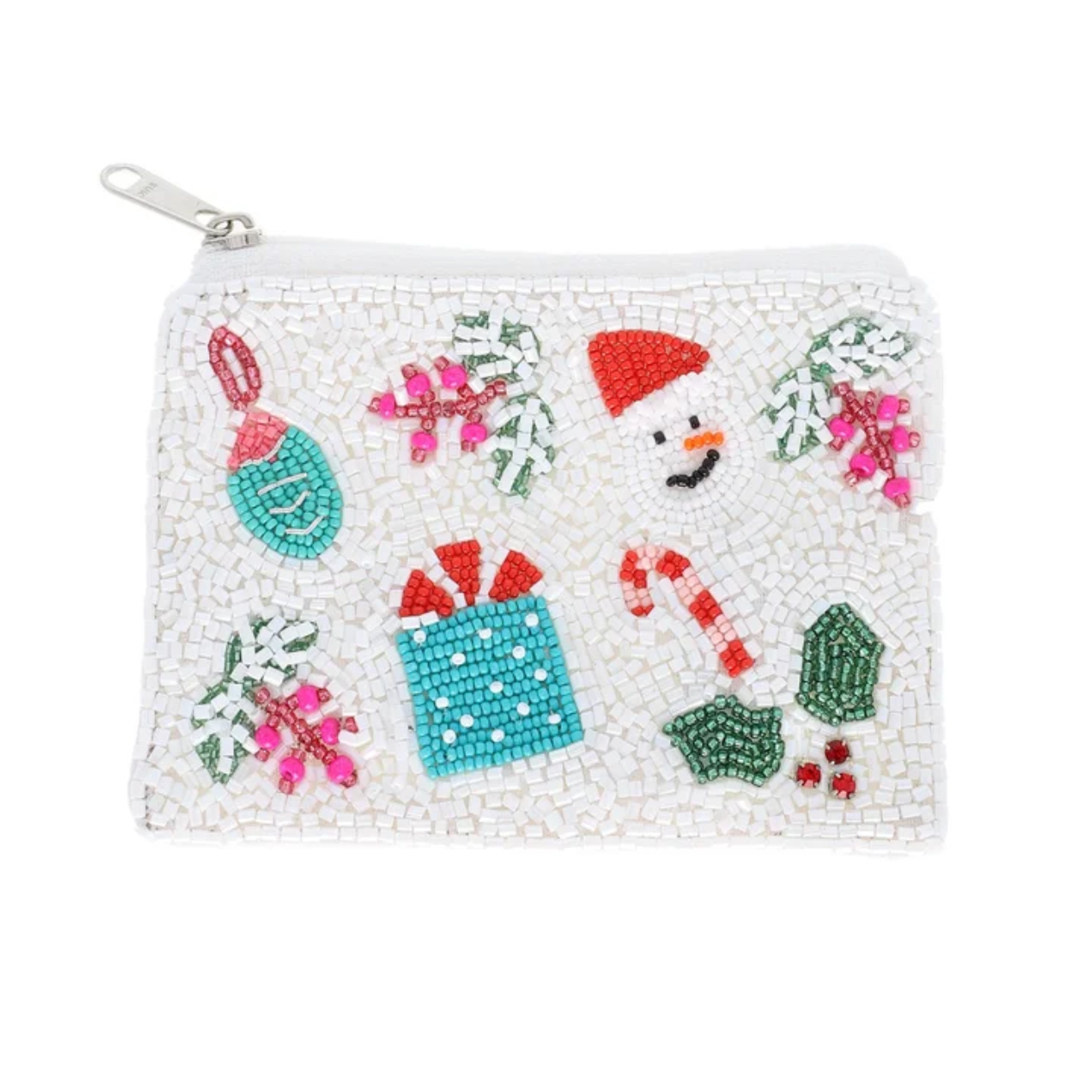 Snowman Festive Beaded Coin Purse