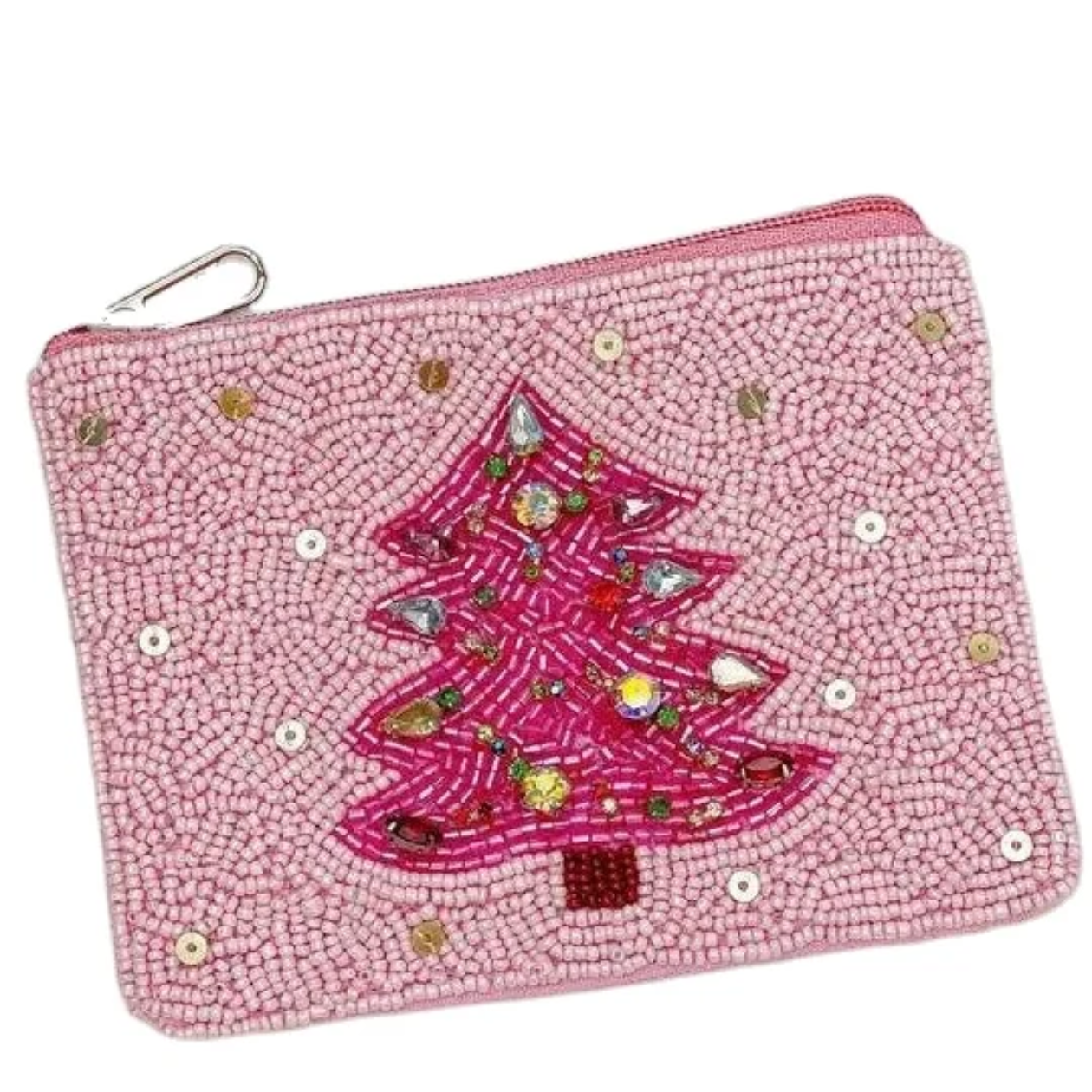 Pink Christmas Tree Coin Purse