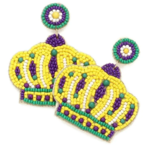 Regal Majesty Beaded Crown Earrings