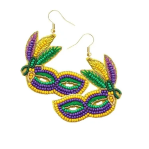 Vibrant Carnival Feather Mask Earrings