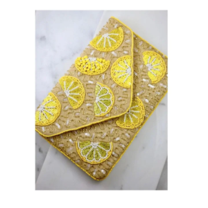 Citrus Bliss Beaded Envelope Clutch