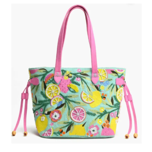 Floral Citrus Embroidered Handbag