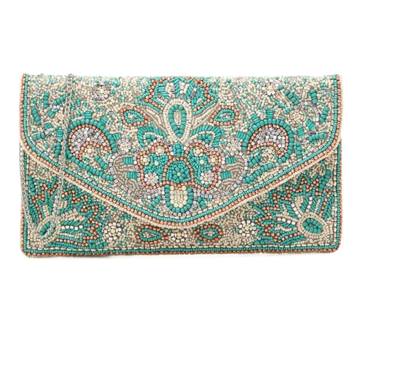 Turquoise Elegance Beaded Clutch