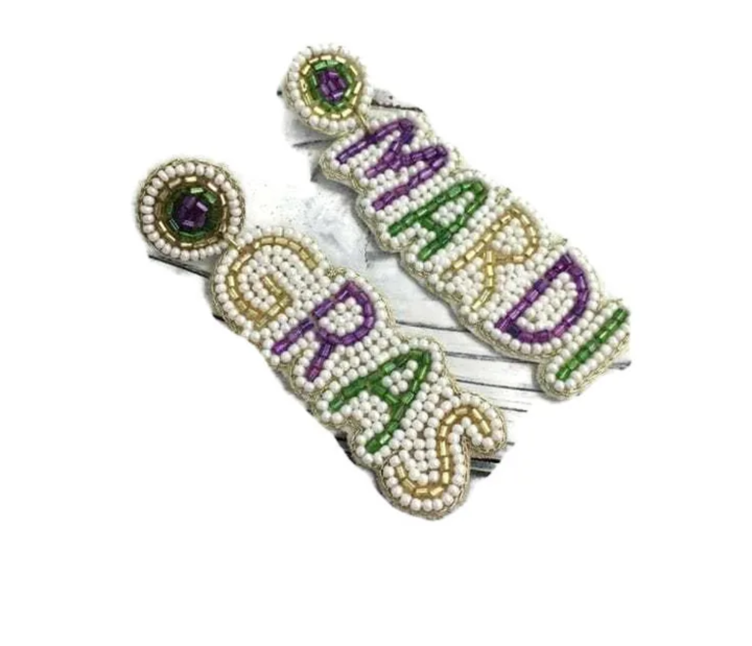 Festive Mardi Gras Letter Earrings
