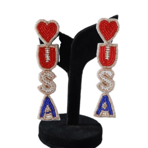 Patriotic Heart "USA" Earrings