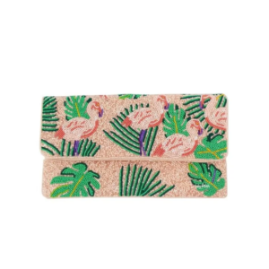 Tropical Flamingo Beaded Clutch