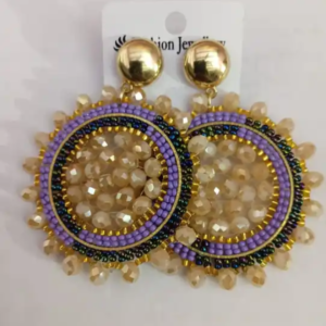 Golden Glow Beaded Hoop Earrings