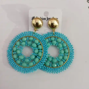 Turquoise Beaded Hoops