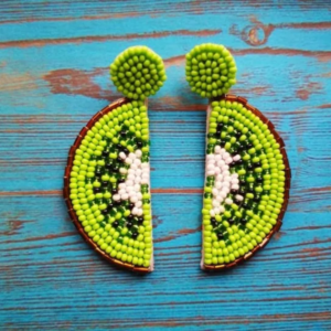 Tropical Kiwi Beaded Earrings