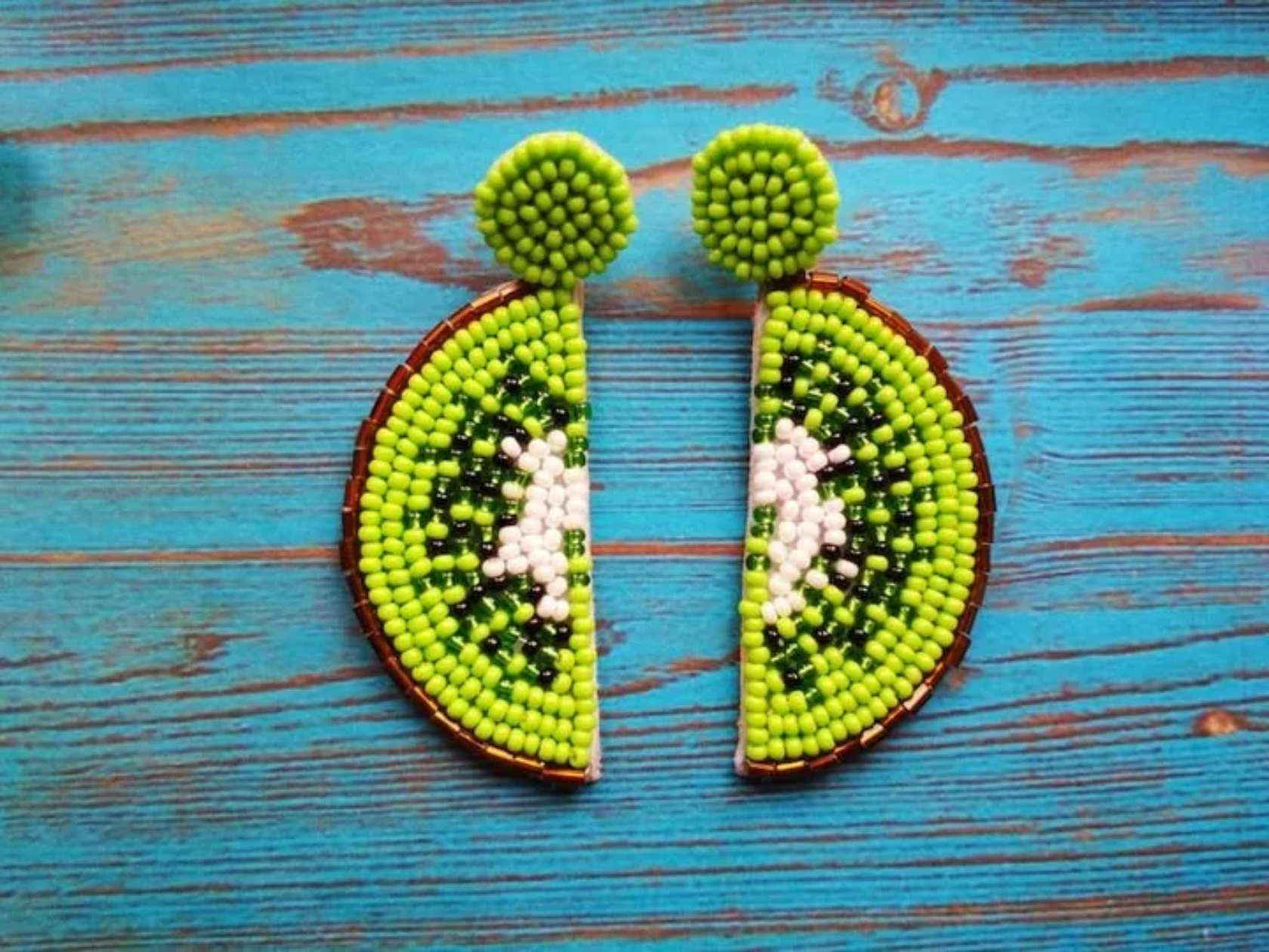 Tropical Kiwi Beaded Earrings