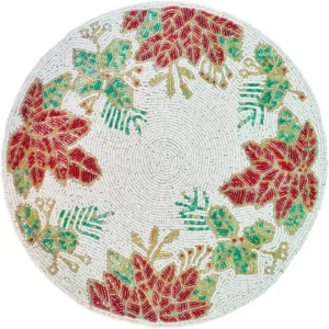 Poinsettia Bliss Beaded Placemat