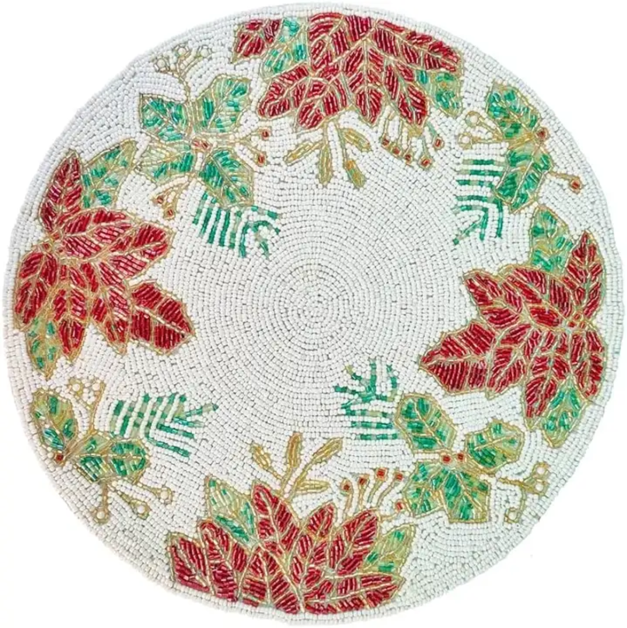 Poinsettia Bliss Beaded Placemat