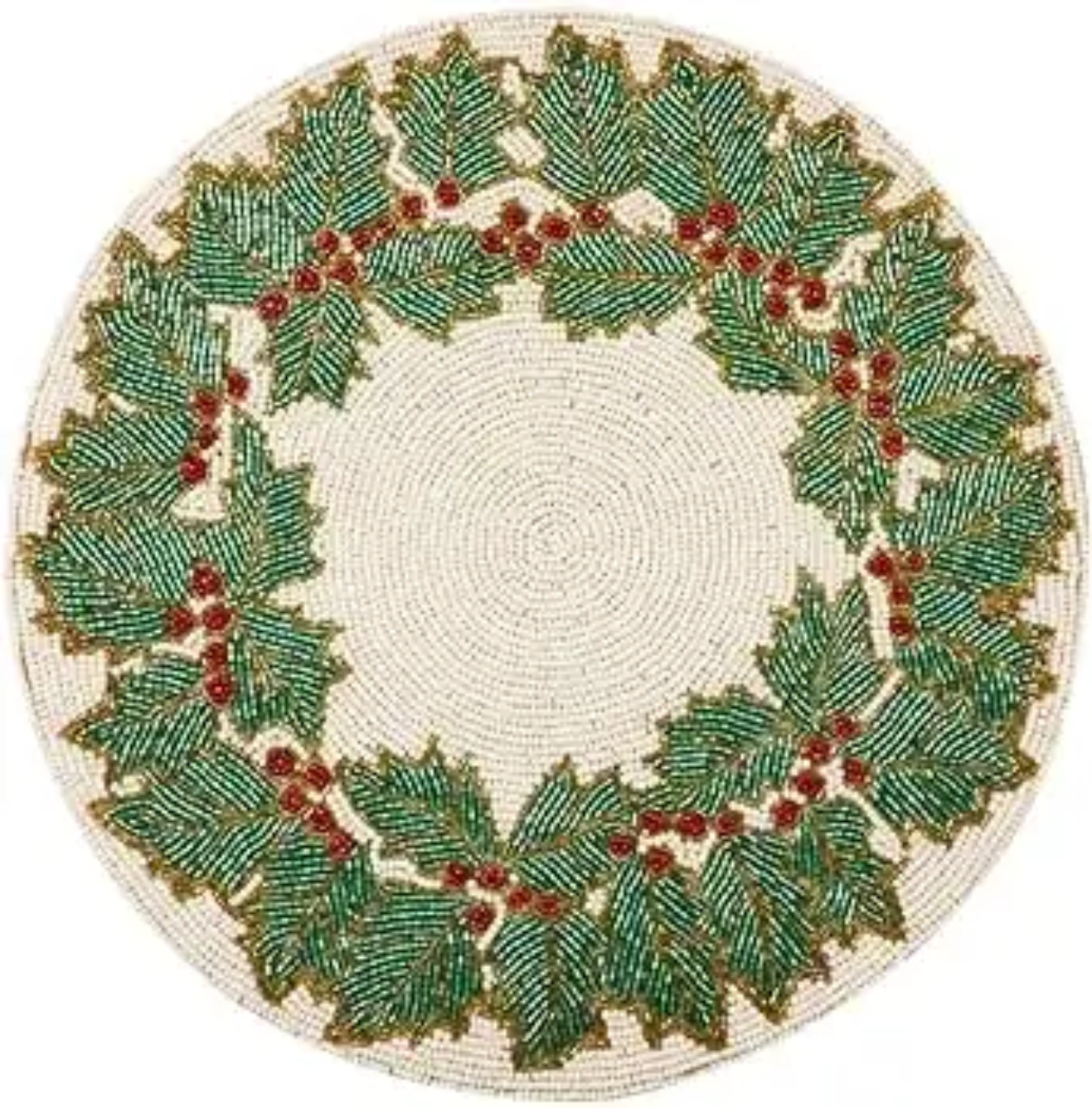 Holly Garland Beaded Placemat