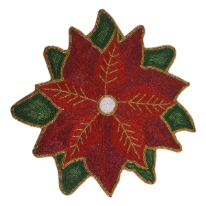 Festive Poinsettia Beaded Placemat