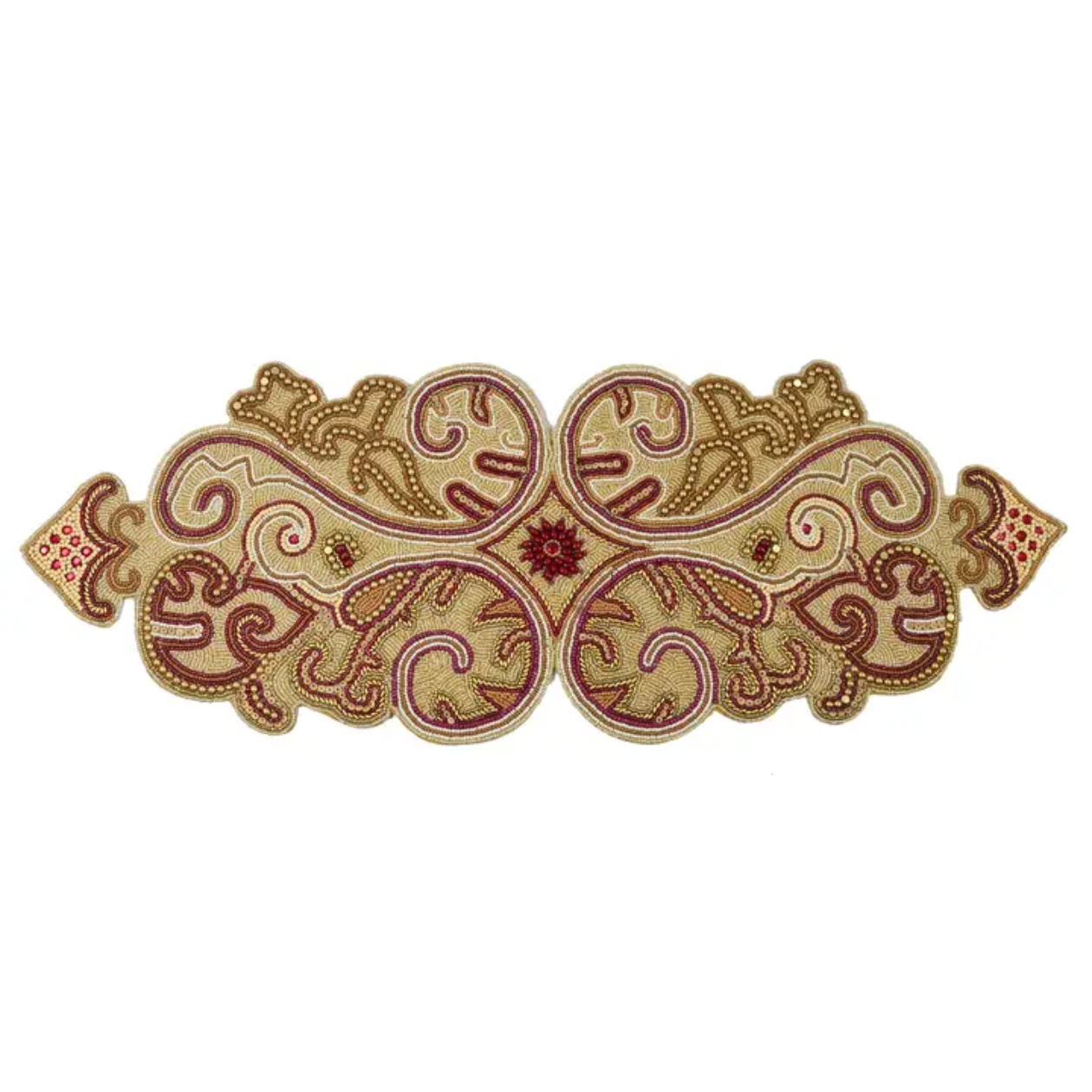 Regal Paisley Beaded Table Runner