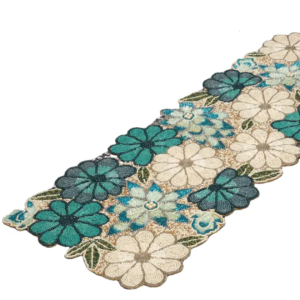 Azure Bloom Beaded Table Runner