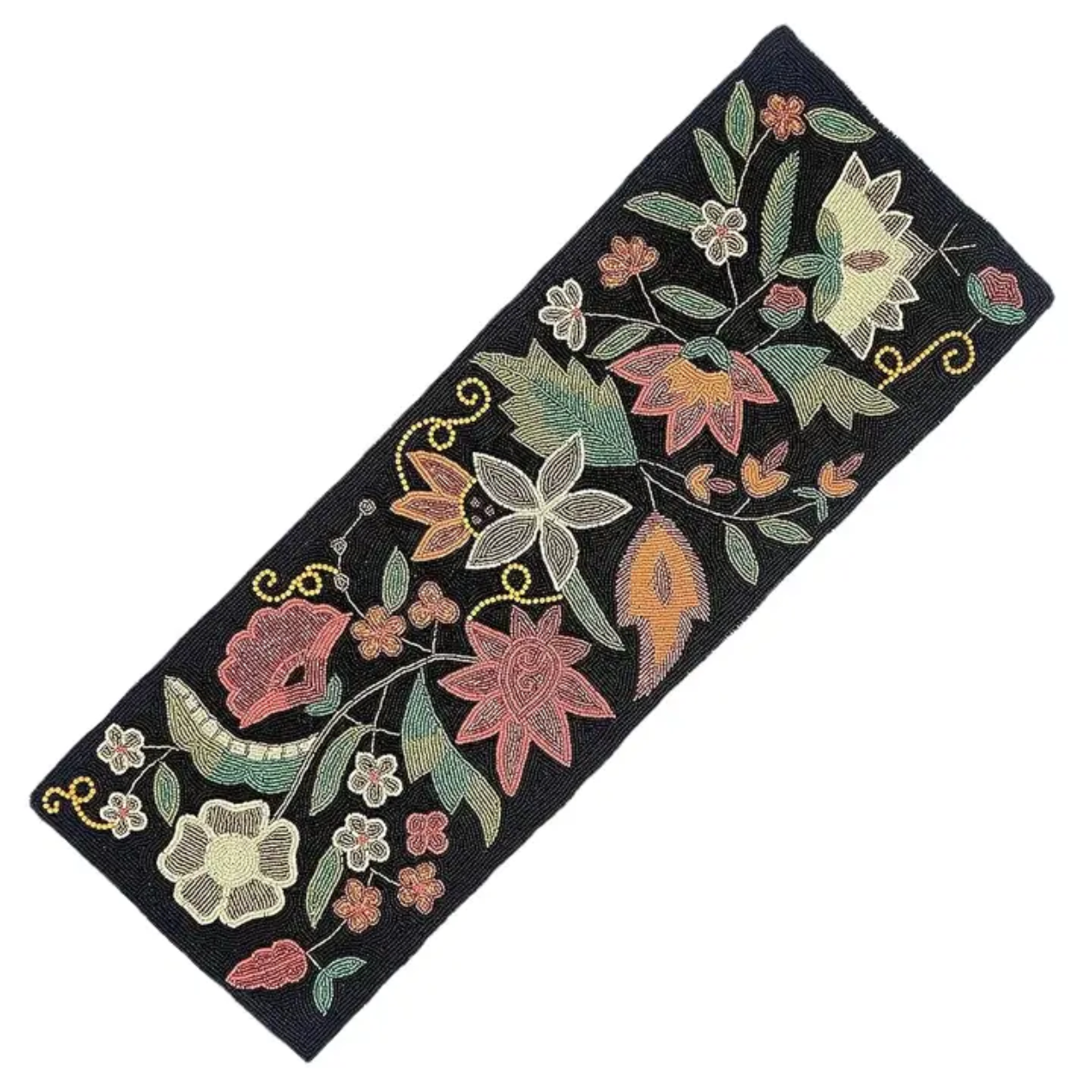 Midnight Bloom Beaded Table Runner