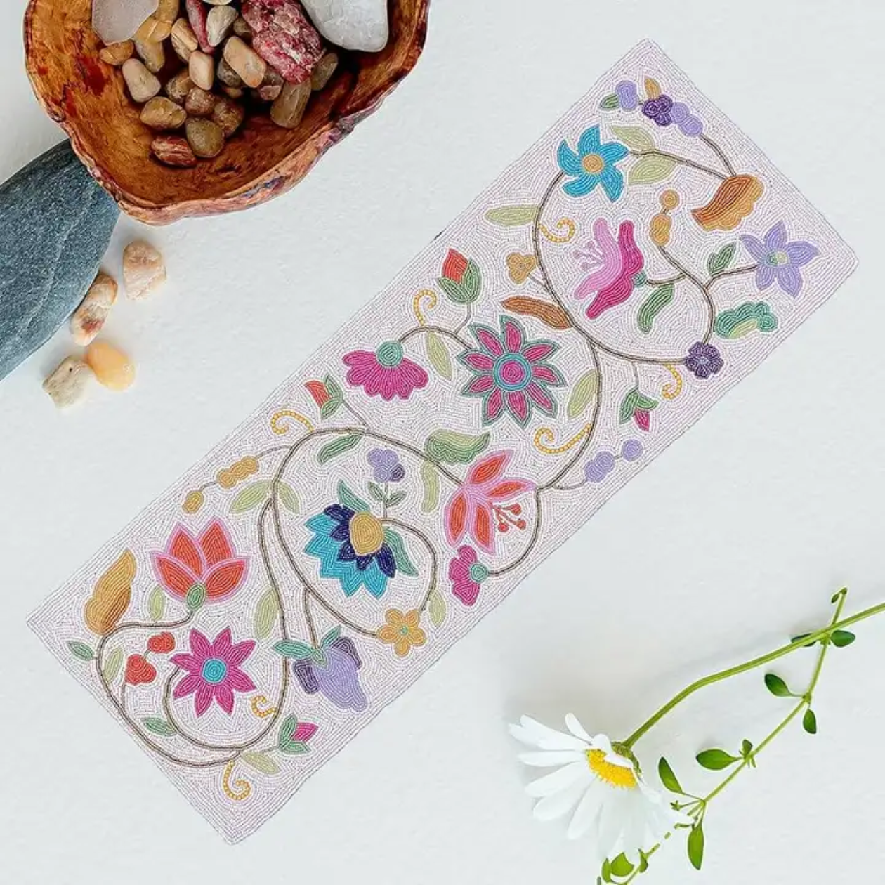 Pastel Paradise Beaded Table Runner