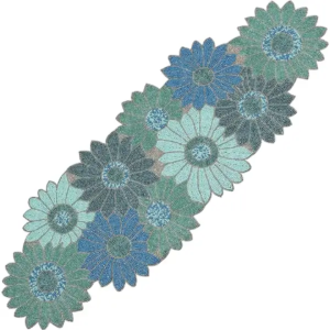 Aqua Bloom Beaded Table Runner