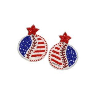 Patriotic Baseball Earrings