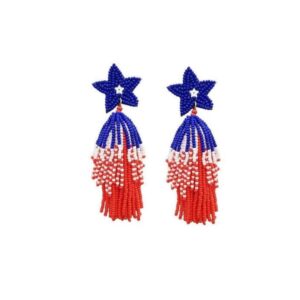 Patriotic Starburst Fringe Earrings
