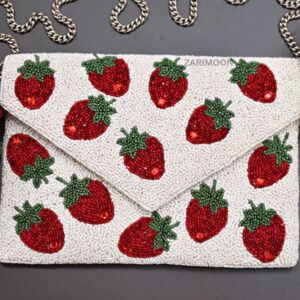 Strawberry Charm Beaded Purse