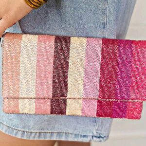 Blush Sunset Beaded Clutch