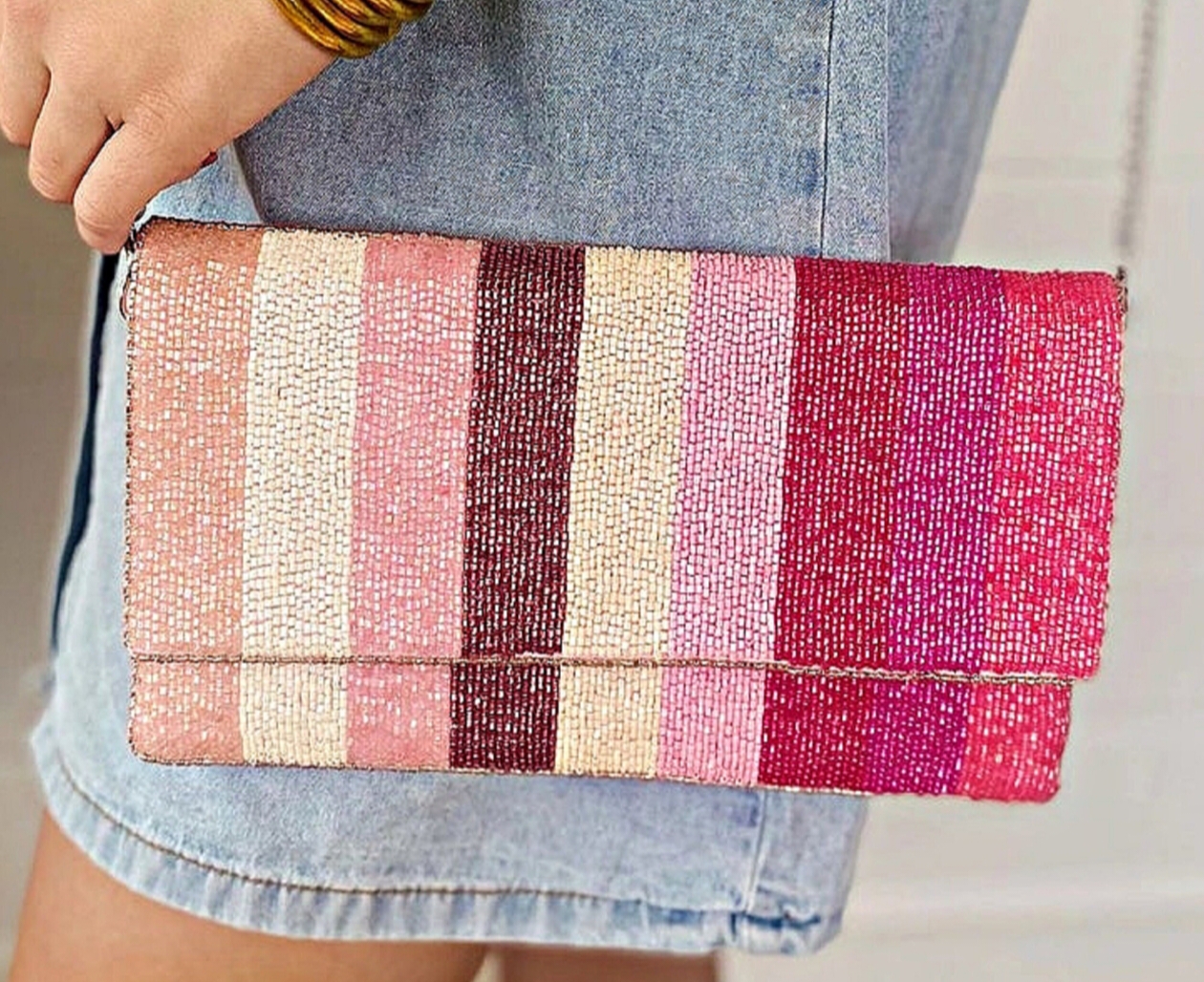 Blush Sunset Beaded Clutch