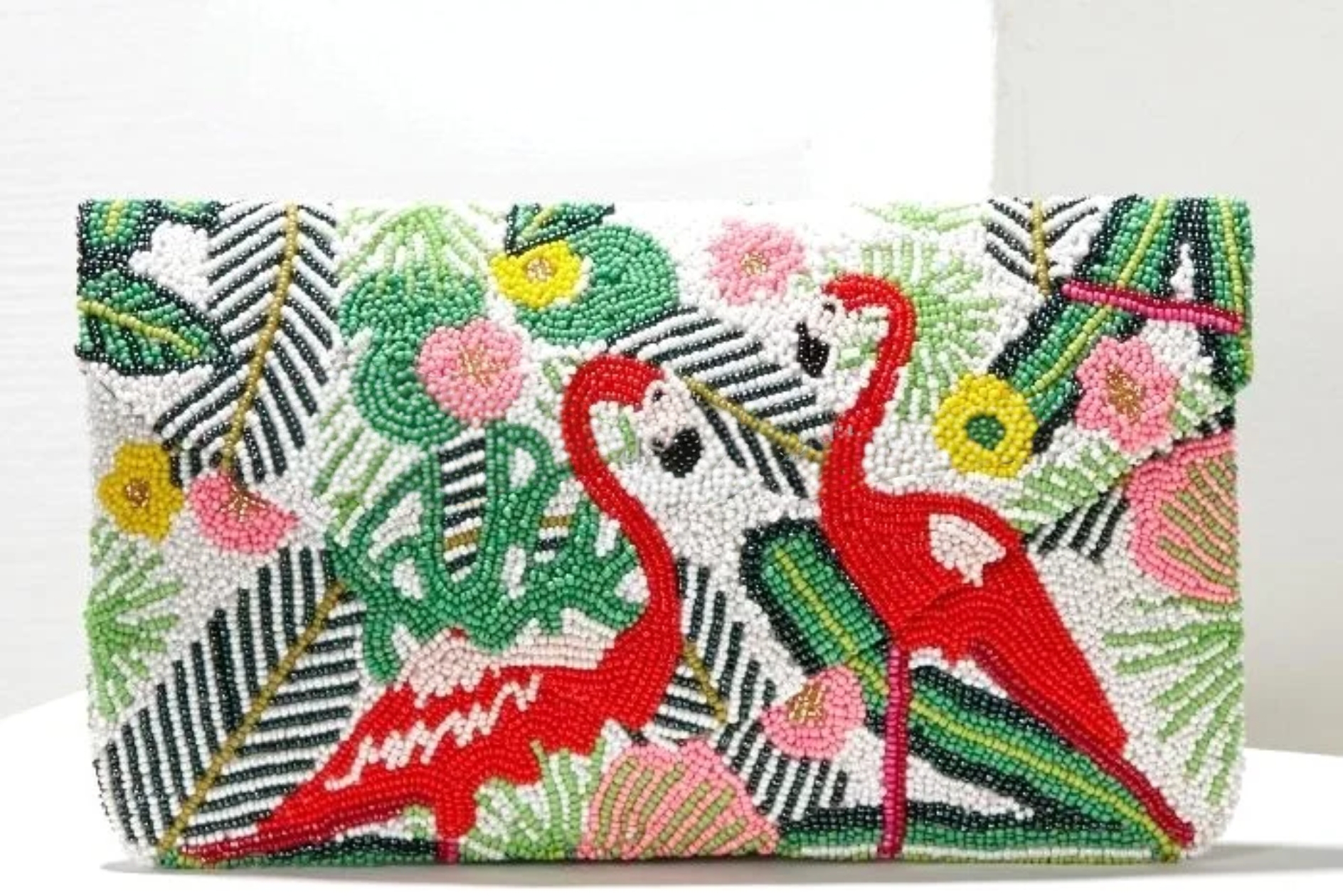 Flamingo Paradise Beaded Purse