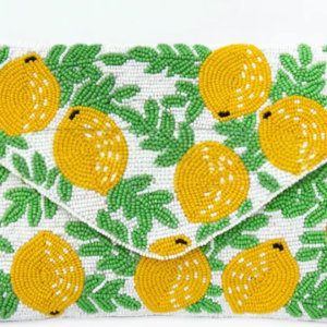 Citrus Bliss Lemon Beaded Clutch