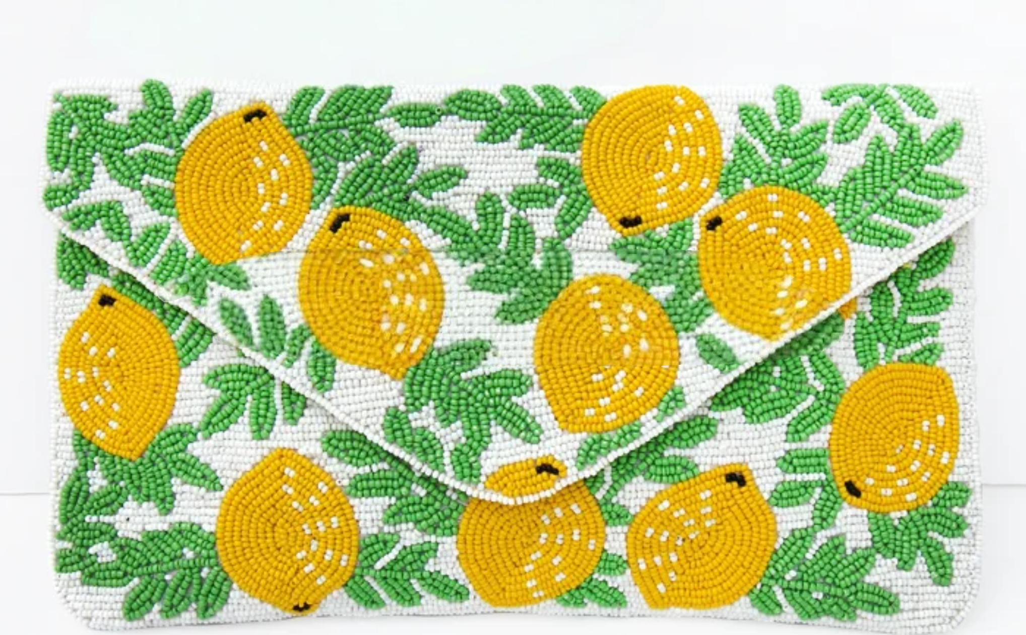 Citrus Bliss Lemon Beaded Clutch