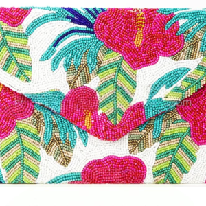 Tropical Bloom Beaded Clutch