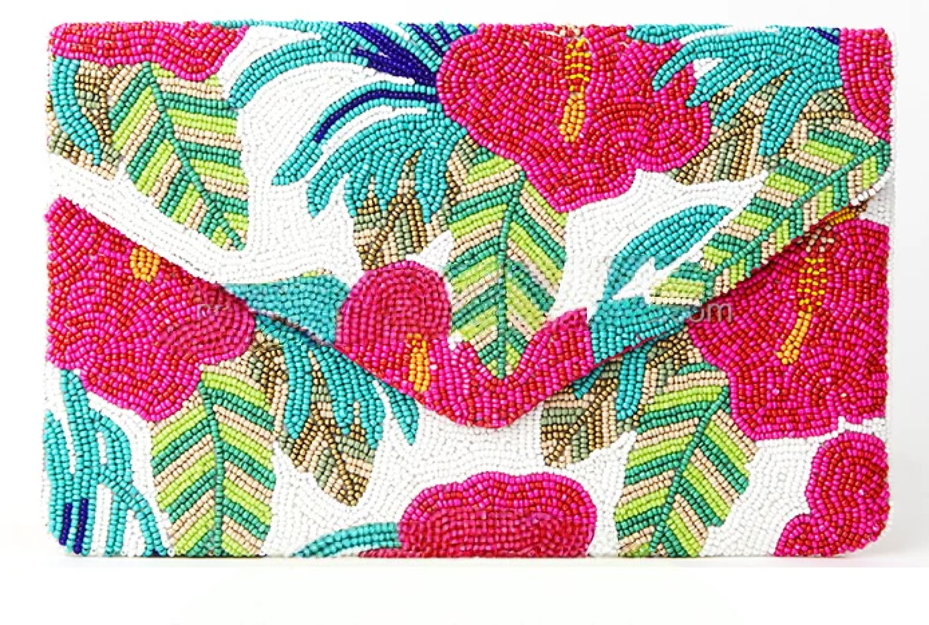 Tropical Bloom Beaded Clutch