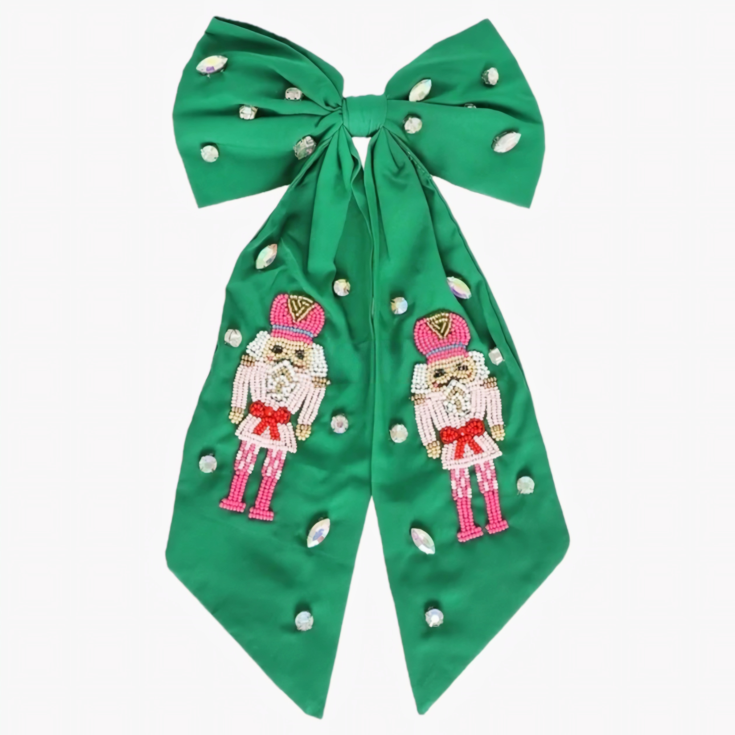 Green Nutcracker Holiday Bow
