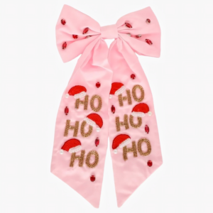 Pink "Ho Ho Ho" Holiday Bow