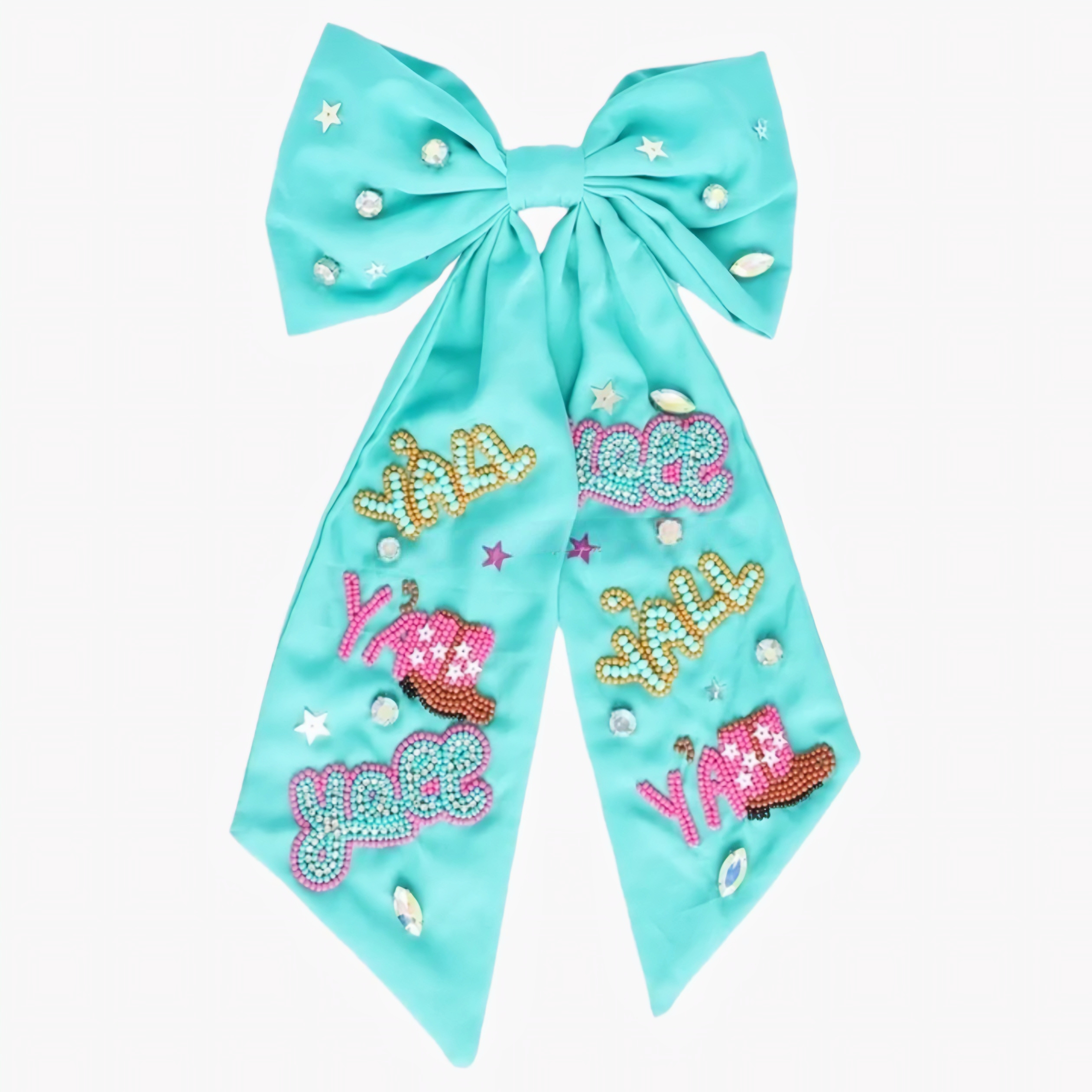 Turquoise "Y'all" Western Bow