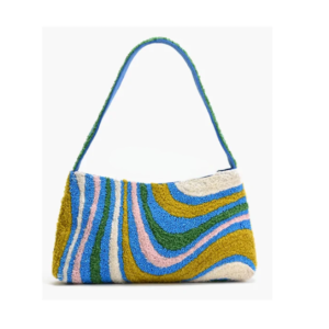 Abstract Waves Beaded Shoulder Bag