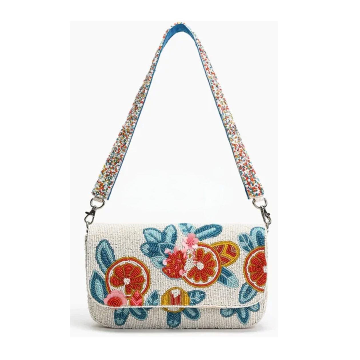 Floral Citrus Embroidered Bag