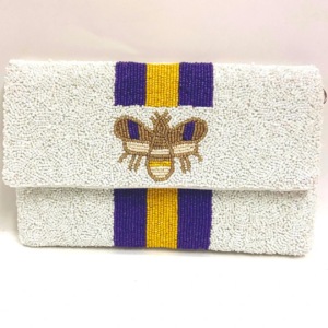 Queen Bee Striped Beaded Clutch