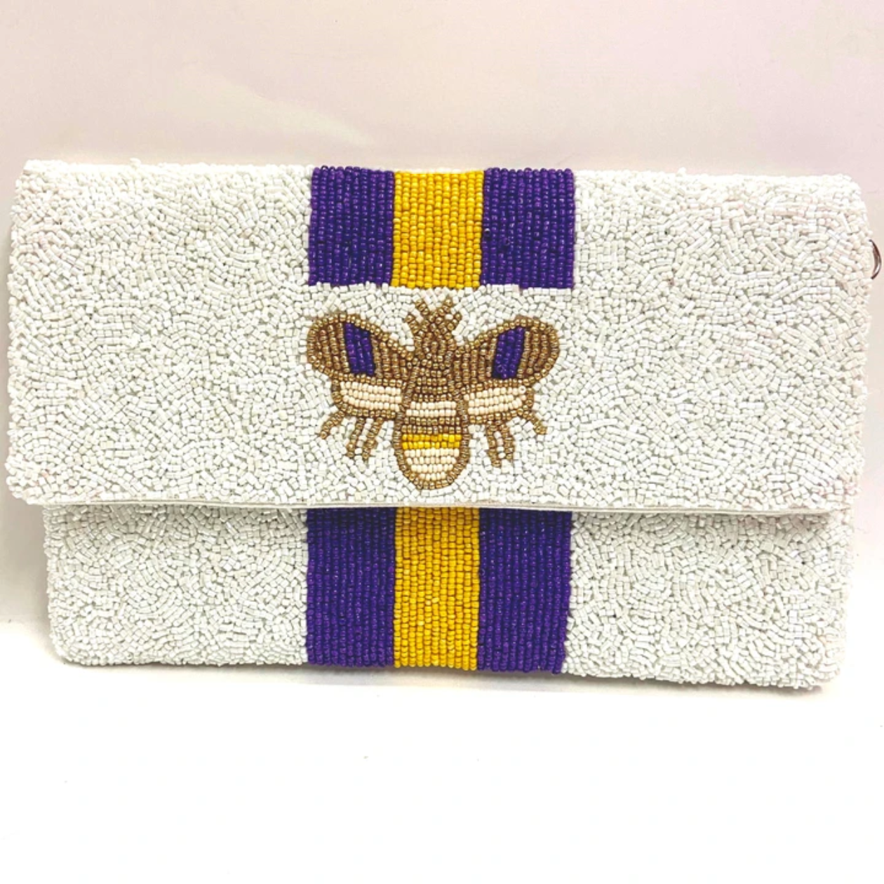 Queen Bee Striped Beaded Clutch