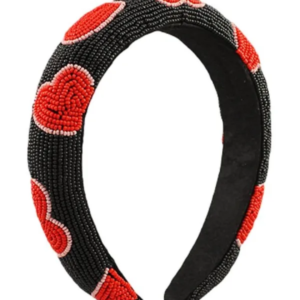 Midnight Hearts Beaded Headband