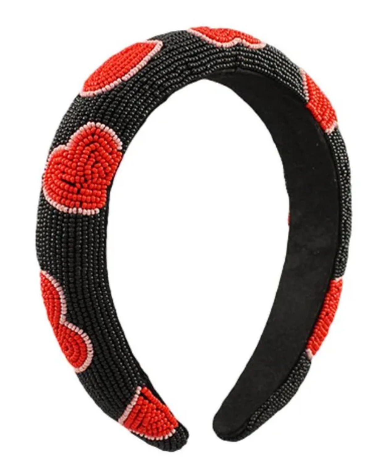 Midnight Hearts Beaded Headband