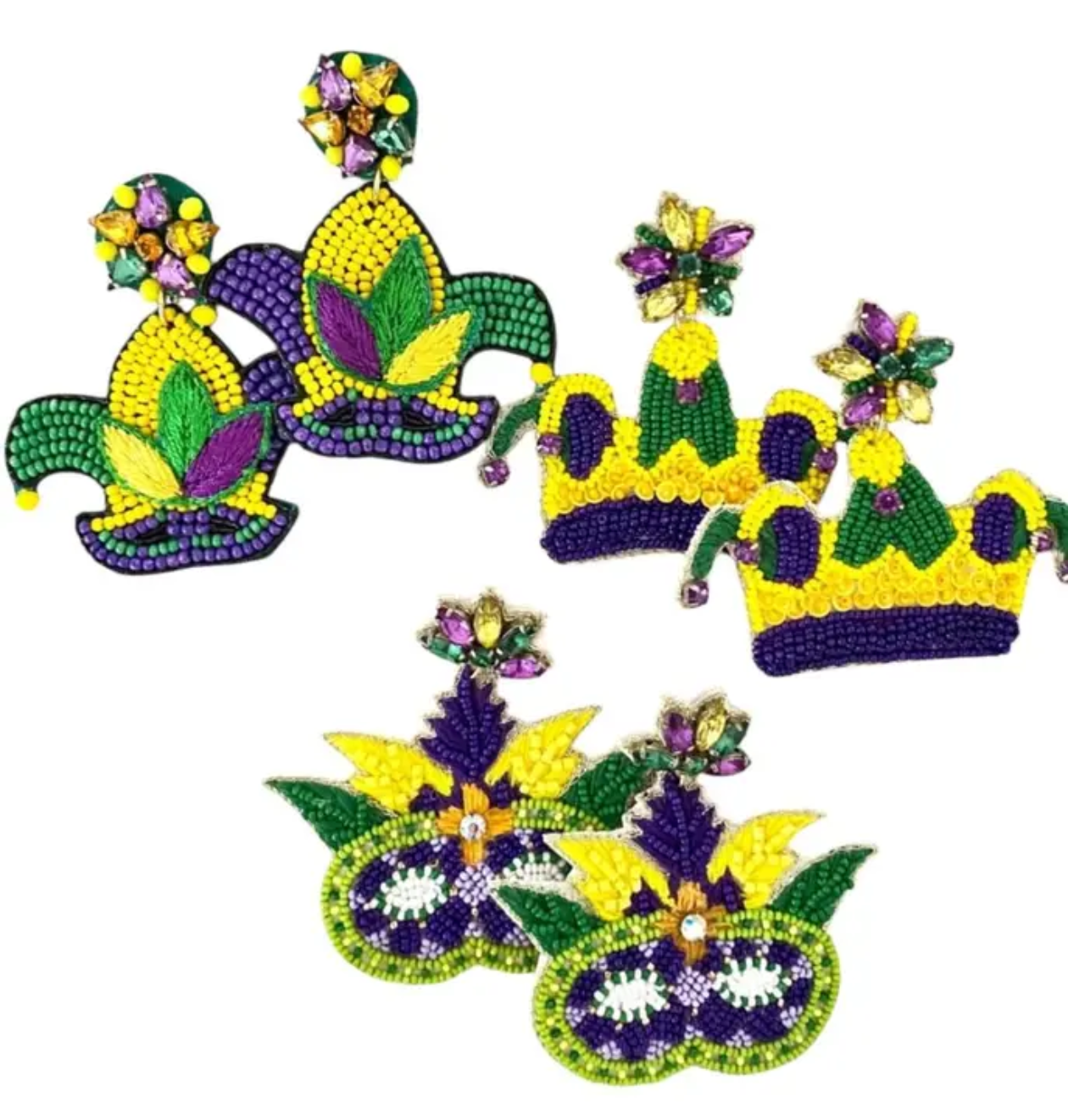 Festive Jester & Masquerade Mask Earrings