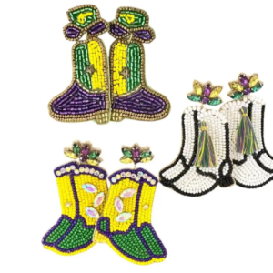 Mardi Gras Royal Boots Earrings