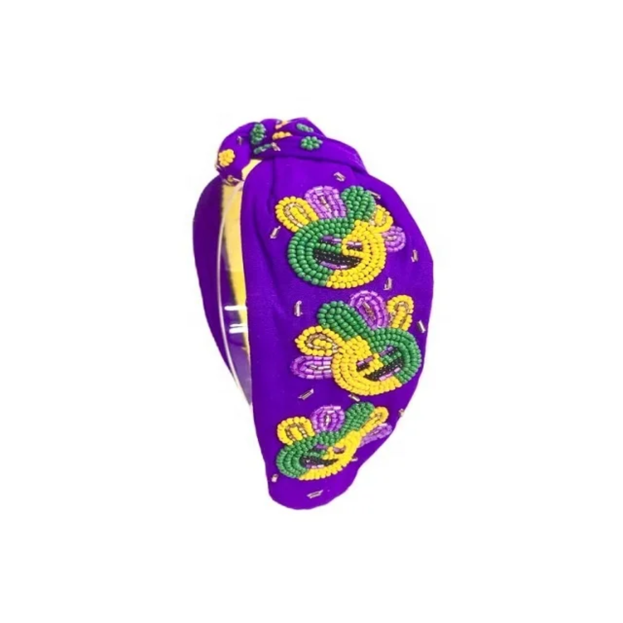 Mardi Gras Smiley Beaded Headband
