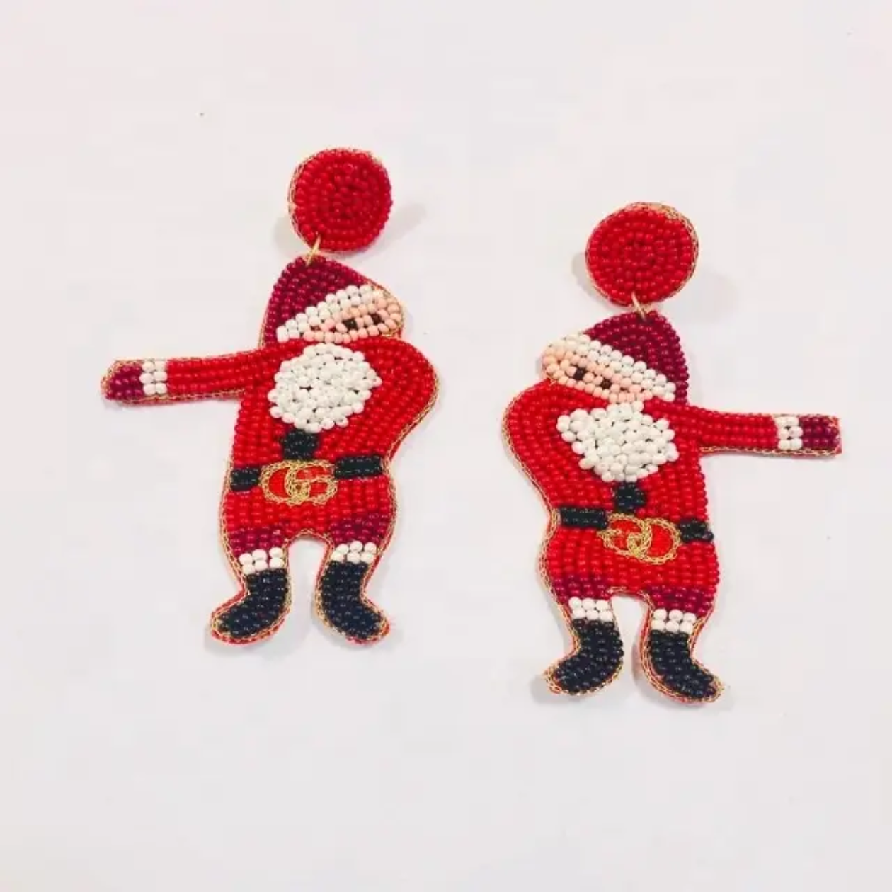 Dancing Santa Beaded Earrings