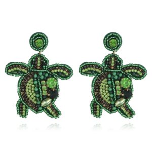 Emerald Turtle Charm Earrings
