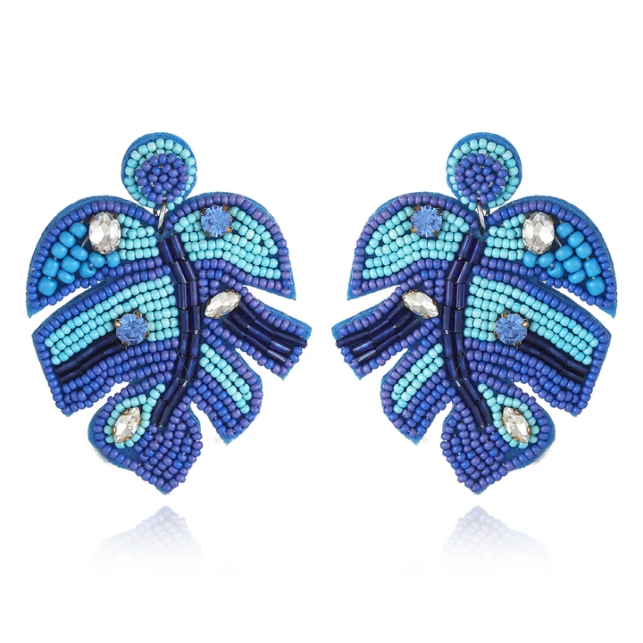 Blue Monstera Dream Earrings