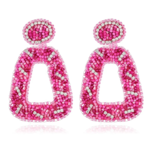 Pink Sparkle Geometric Earrings
