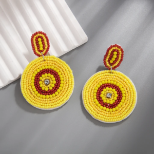Golden Sunburst Beaded Earrings